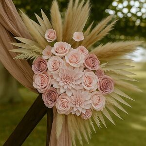 Elegant Pink Floral Arrangement Wedding Arch Decor